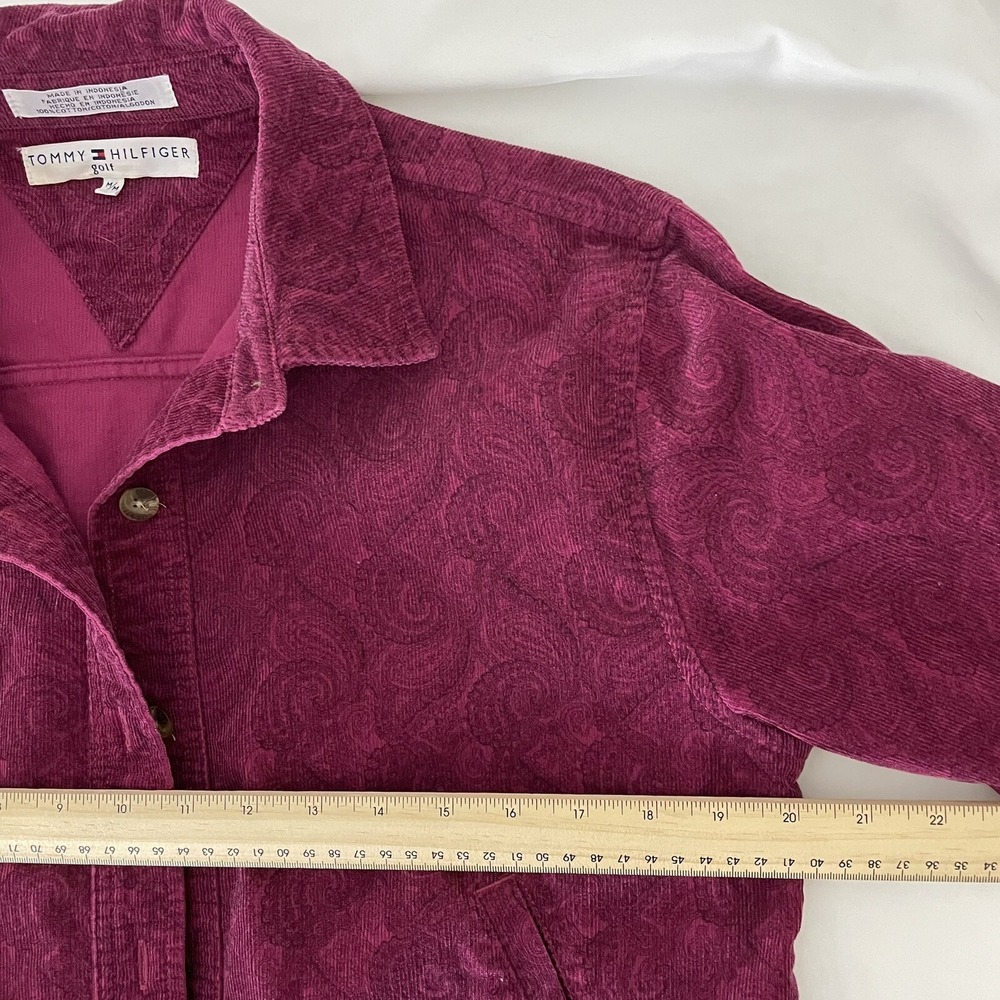 Tommy Hilfiger Jacket Womens Medium M Golf Corduroy Pink Magenta Button Up - Picture 5 of 7